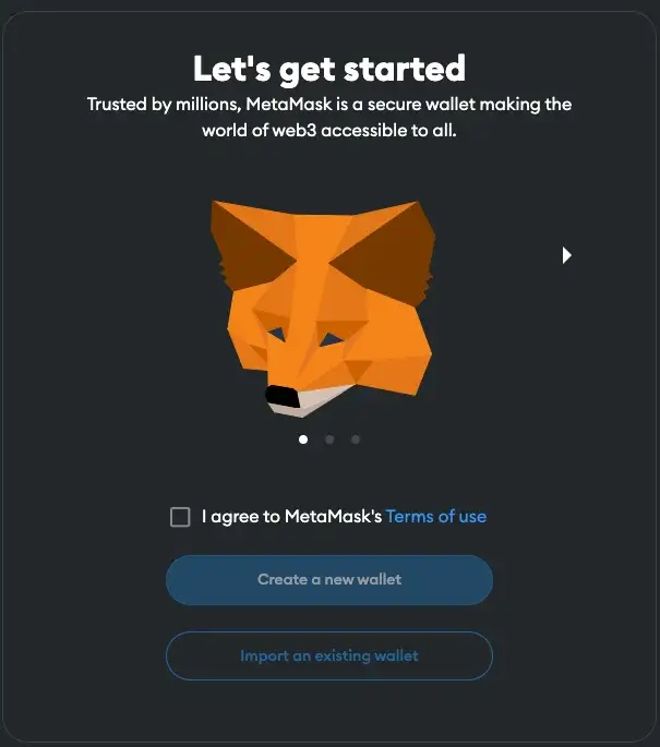 步骤 2. 在 MetaMask 上创建一个新钱包