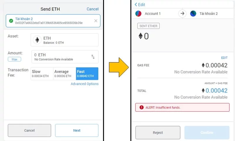 发送并确认 eth